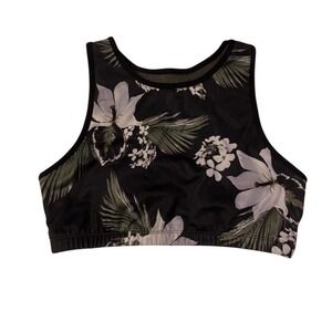 2 Liv Wirefree Sports Bra Womens Size XL Black Floral High Neck Wireless